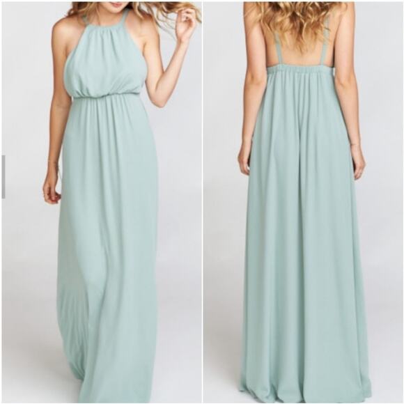 Show Me Your Mumu SMYM Amanda halter maxi dress in Silver Sage Green NEW SMALL - Picture 6 of 6